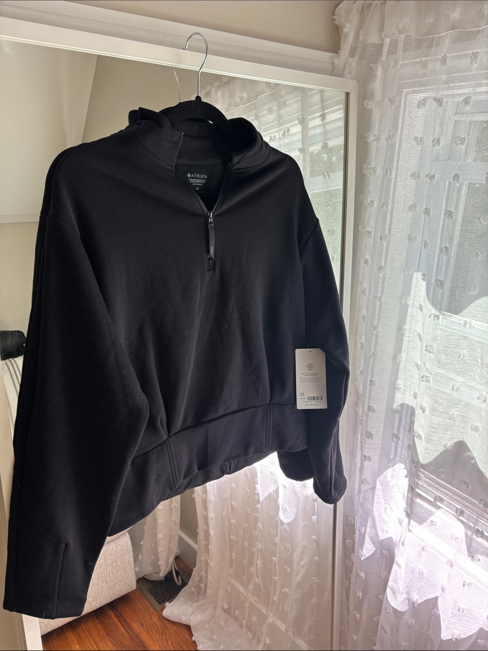 NWT Athleta Black Zip-Up Hooded Women's Sweater